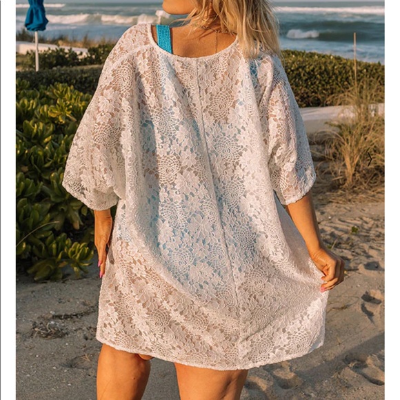 White - 2X - Oversized Bridal Top/ Swimsuit coverup - Picture 6 of 6